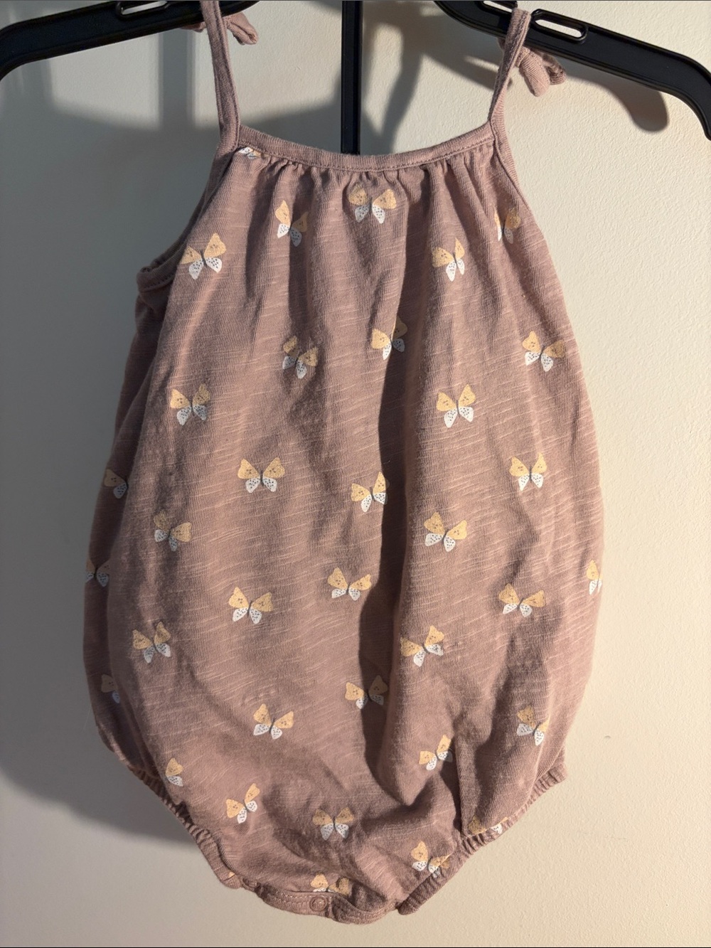 Rylee + Cru Nala Romper butterfly print grayish purple